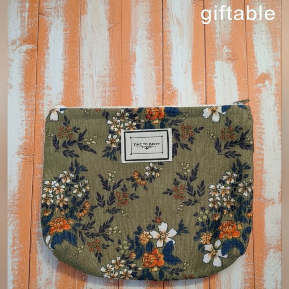 ​​🌱▶️The Ultimate Organizer: Floral Corduroy Clutch/Pencil Case/Cosmetic Bag ✏️